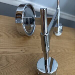 West Elm Sculptural Double Sconce Polished Nickel Clear Globe Bathroom light